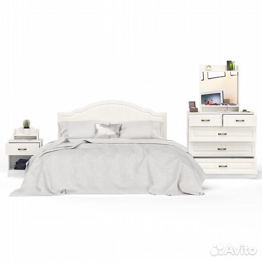 Готовый комплект мебели для спальни Ливерпуль № 5 цвет ясень ваниль/белый
