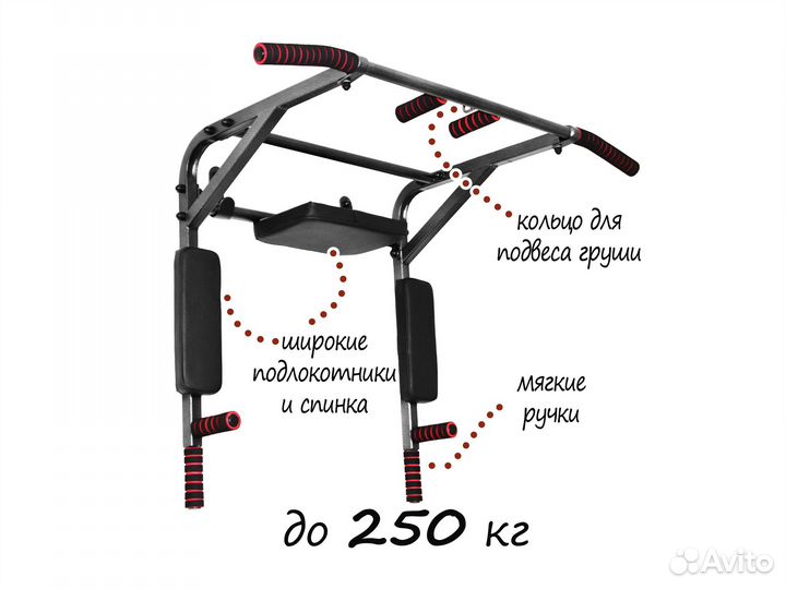 Турник брусья настенный 3 в 1 ширина брусьев 50 см