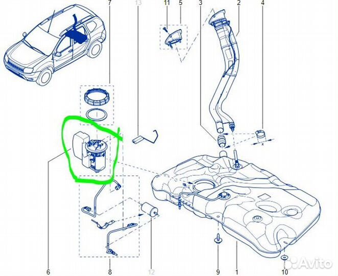 Топливный насос (Бензонасос) Renault Duster