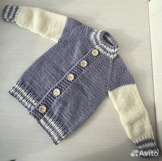 Детская вязаная кофта бомбер ручная работа