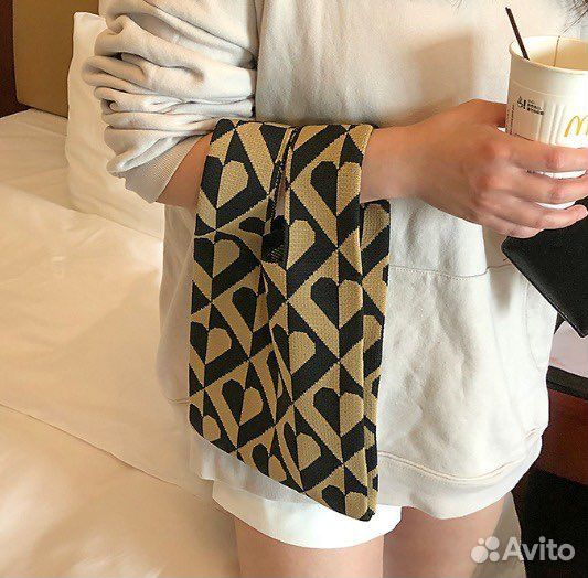 Сумка женская новая плетеная с принтом