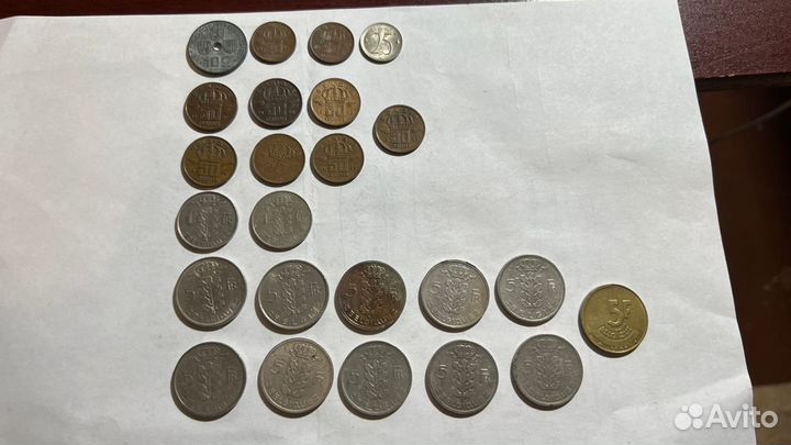 Монеты Бельгия старые очень много разных годов