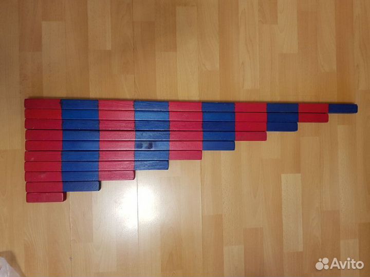 Красно синие математические штанги Монтессори