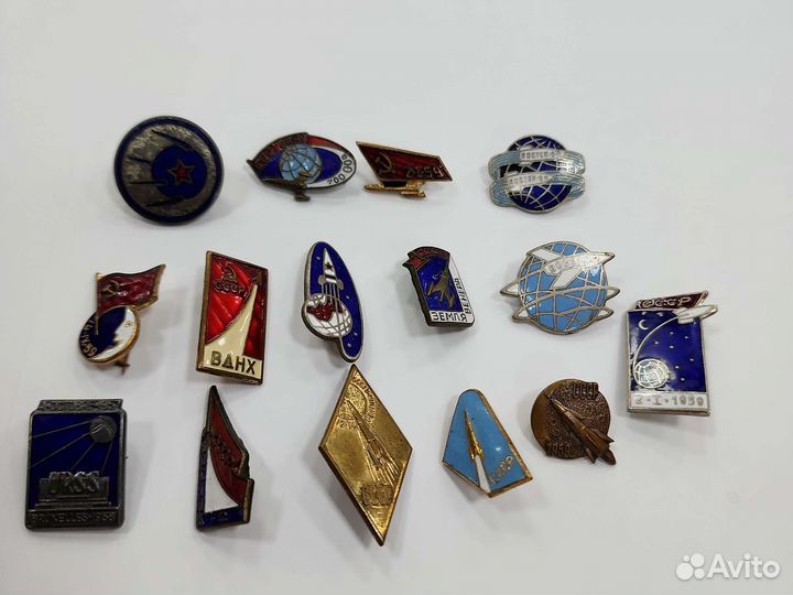 Значки СССР космос. Тяжёлый металл, эмаль