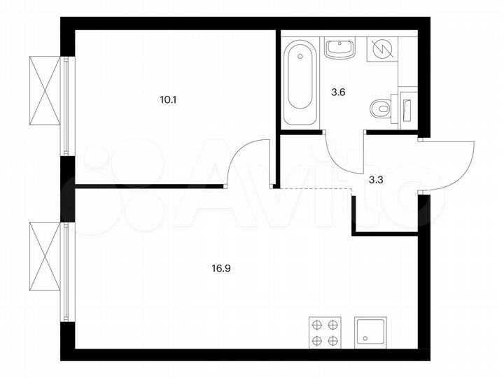 1-к. квартира, 33,9 м², 17/25 эт.