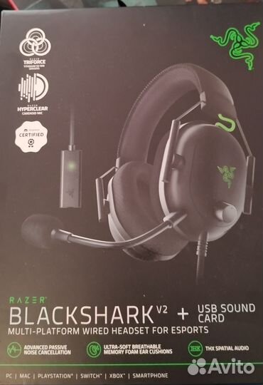 Наушники Razer blackshark v2 + usb sound card