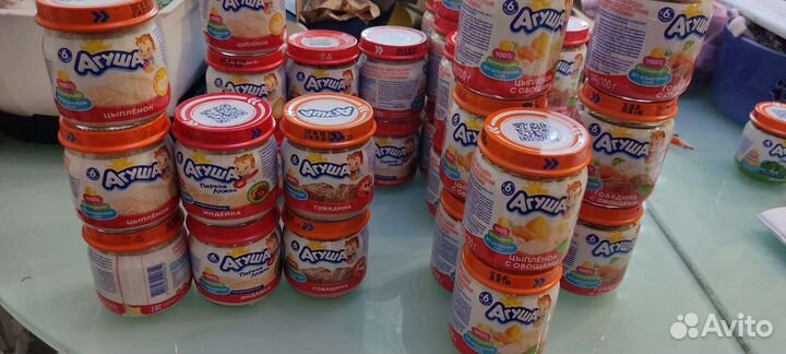 Фруктовое пюре агуша, мясное, овощное