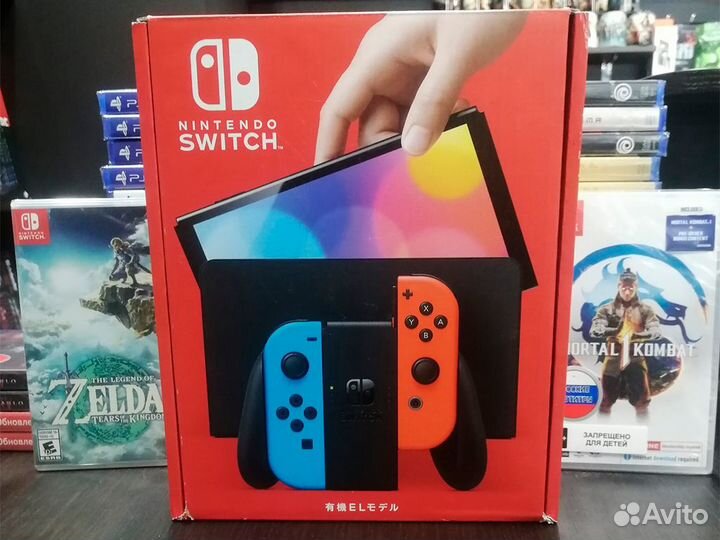 Nintendo Switch (oled-модель) неоновый красный