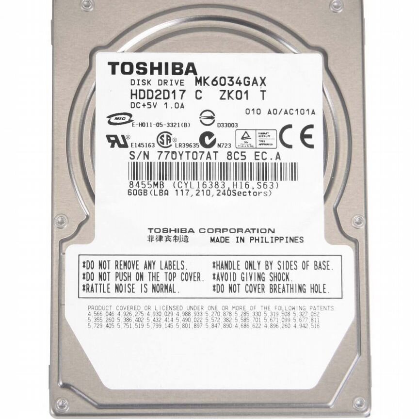[MK6034GAX] Жесткий Диск Toshiba 60gb Ide 2,5" Hdd Mk6034gax