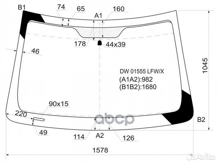 Стекло лобовое dodge durango 04-09 DW01555 LFW/X