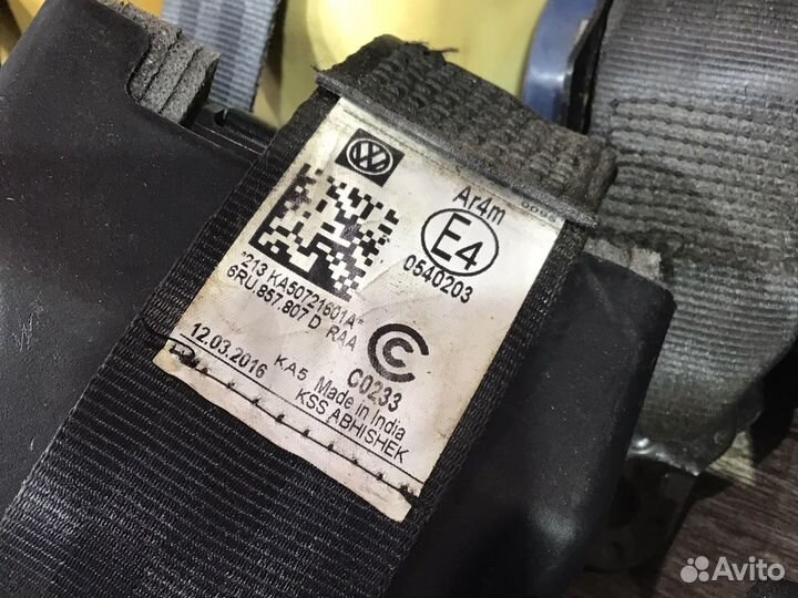 Ремни безопасности задние Volkswagen Polo