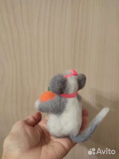 Валяные игрушки -мышка с апельсином
