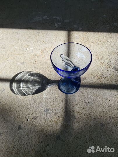 Креманка винтажная кобальтовое стекло