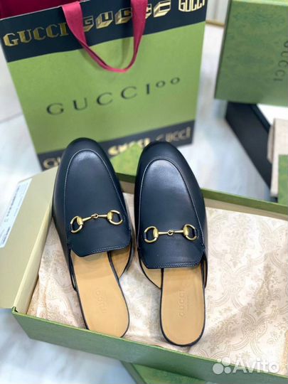 Слиперы Gucci Princetown мюли Гучи premium