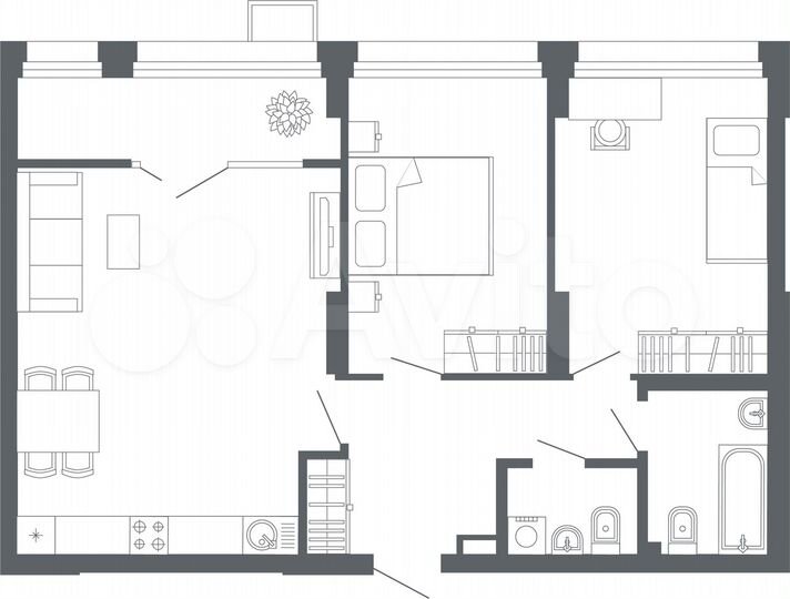 2-к. квартира, 75,1 м², 3/24 эт.