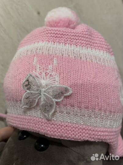 Теплые шапочки на новорождённую девочку