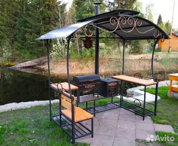 Мангал, навес, печь для казана