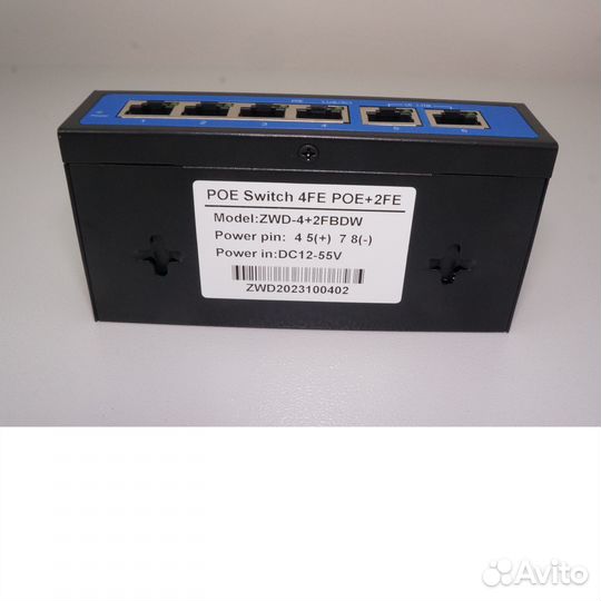 PoE коммутатор 4+2 портов 12-55V switch, пое Свитч