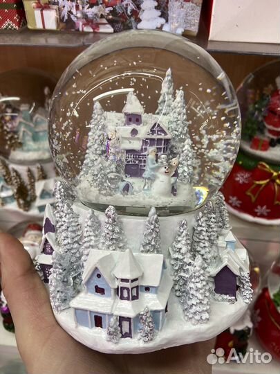 Стеклянный шар со снегом 12см подарок новый