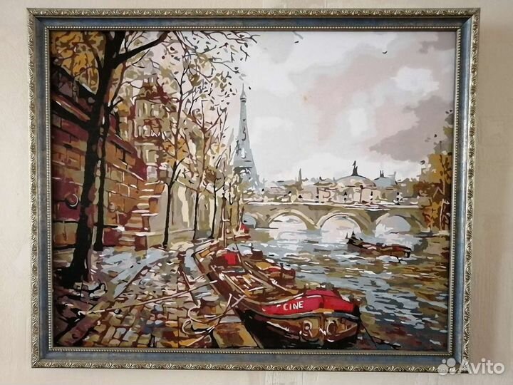 Готовая картина по номерам, в раме. Париж, пейзаж