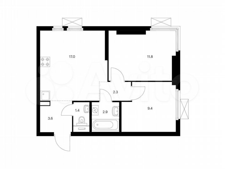 2-к. квартира, 48,4 м², 30/33 эт.