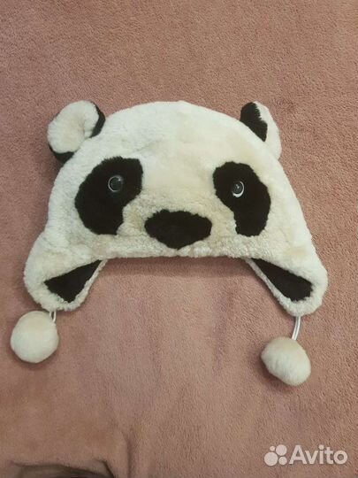 Детская шапка из мутона Панда. Размер 49