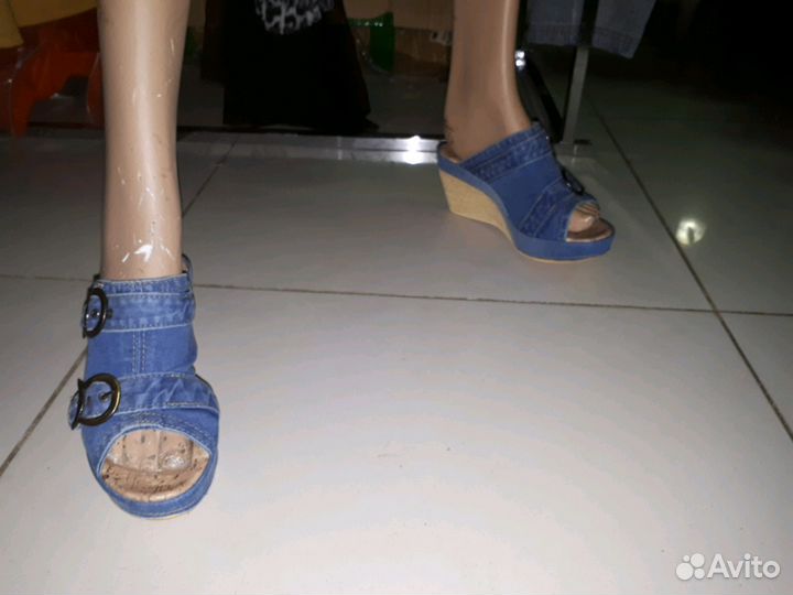 Сабо джинсовое