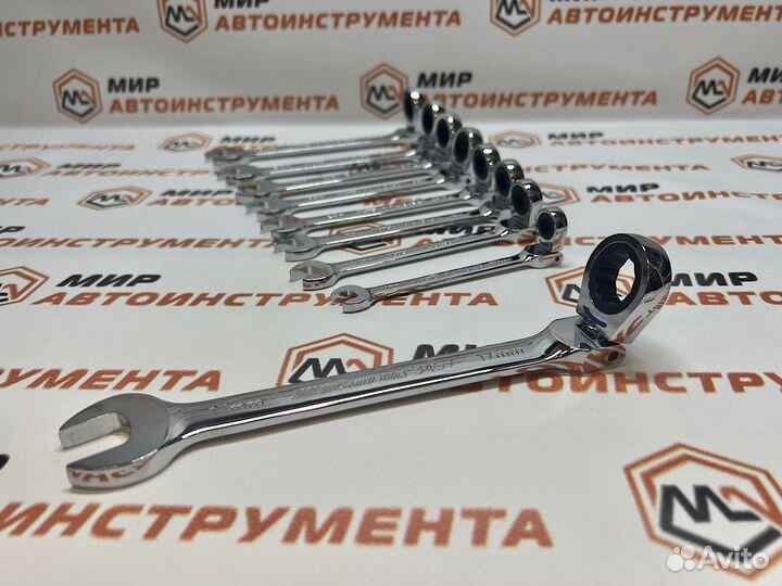 Набор комб трещоточных ключей с подвиж головкой