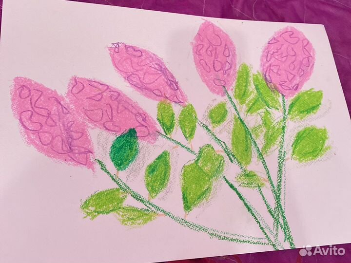 Картина сирень масляной постелью