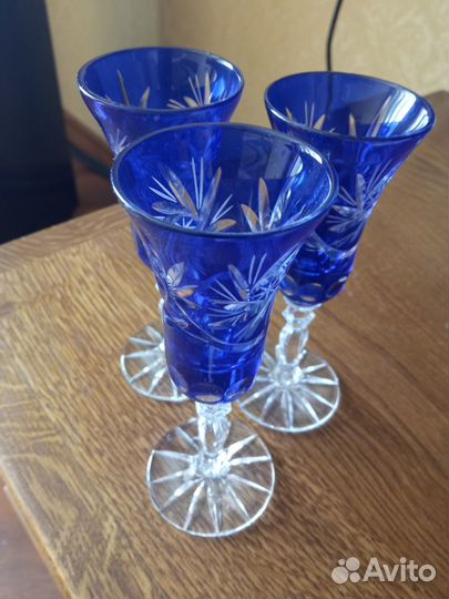 Рюмки цветной хрусталь Чехия. Ручная работа