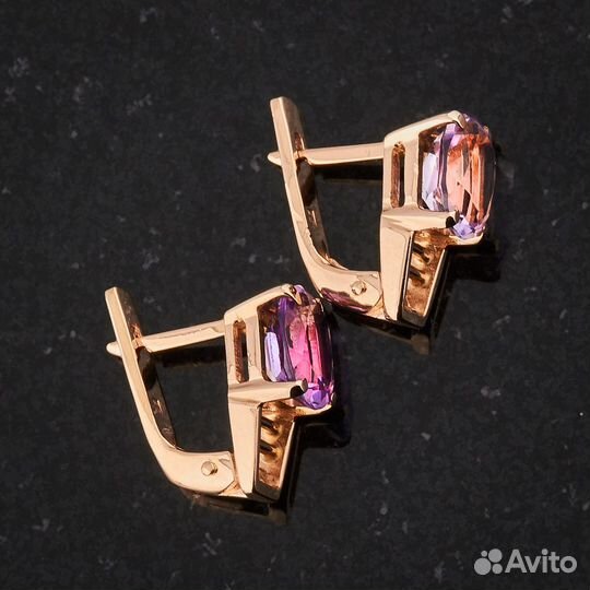 Серьги из красного золота с аметистами