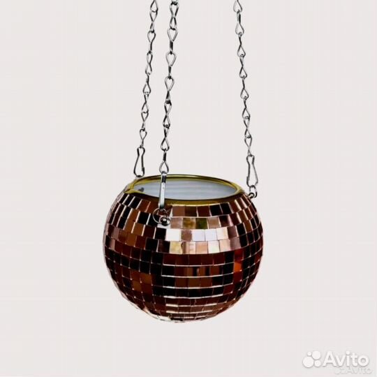 Кашпо из диско шара / кашпо из зеркальной мозаики