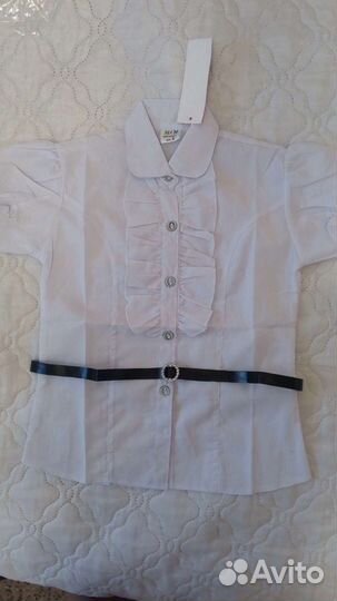 Блузка для школы белая 128 новая