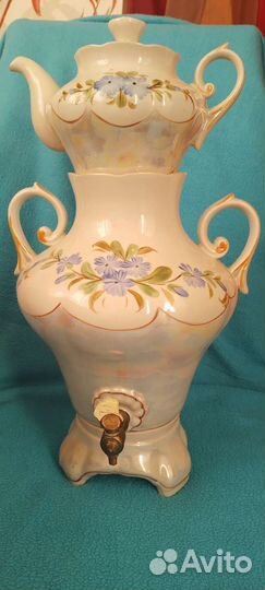 Самовар электрический фарфоровый СССР с чайничком