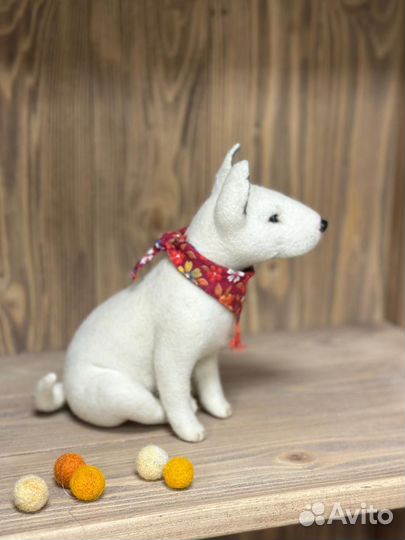 Бультерьер валеный игрушка ручной работы
