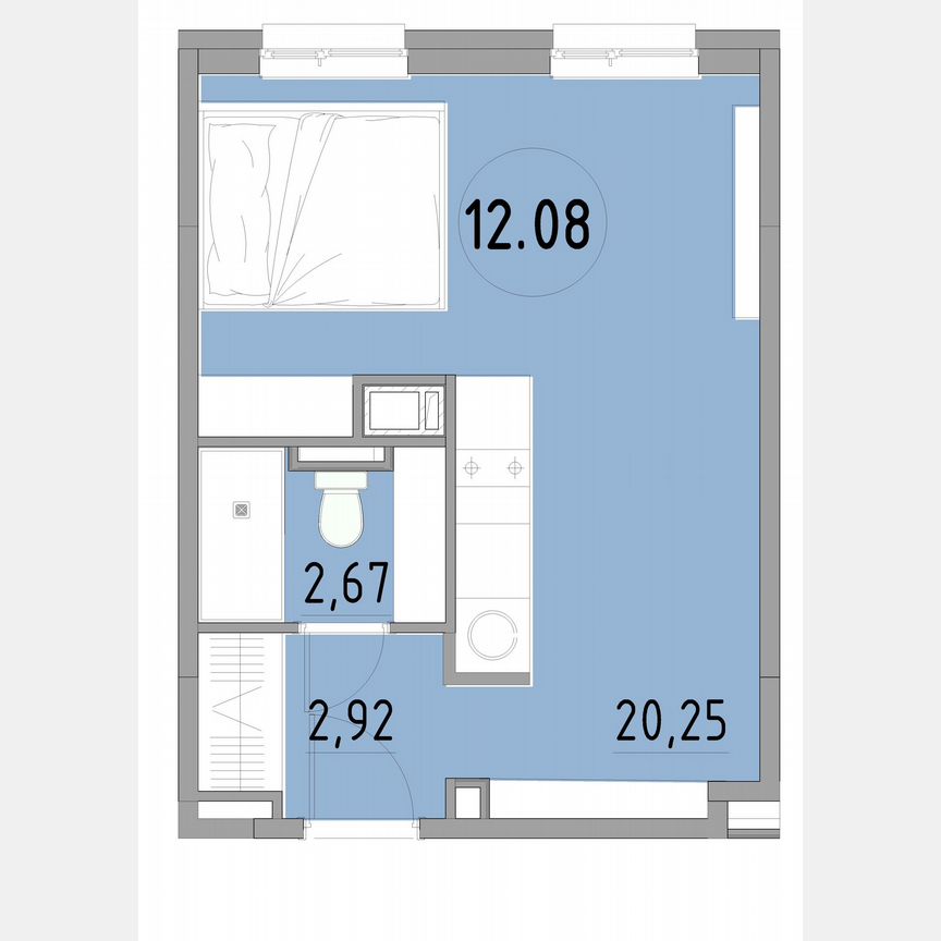 1-к. апартаменты, 27,5 м², 12/13 эт.