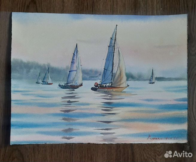 Картина морской пейзаж акварелью от художника