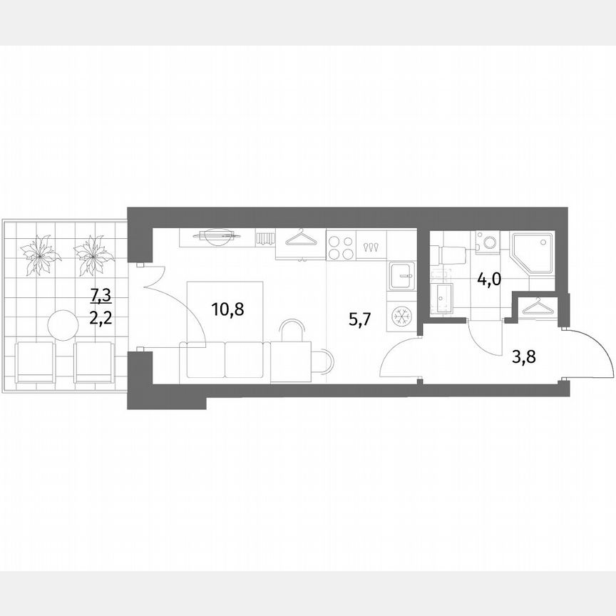 Квартира-студия, 26,5 м², 1/6 эт.