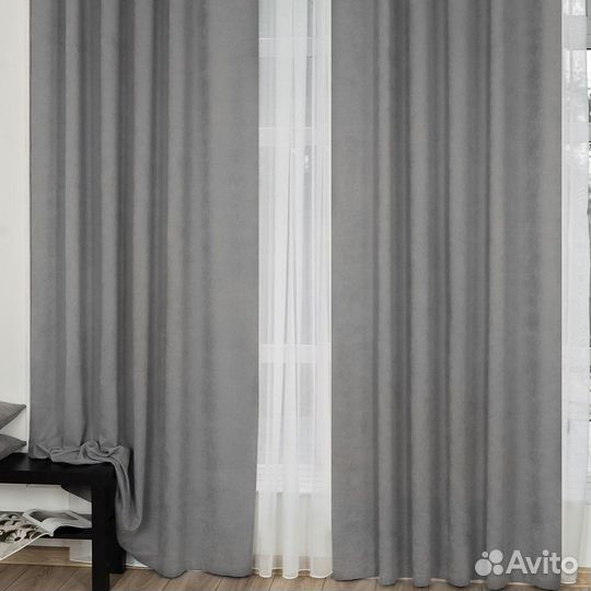 Комплект Шторы и Тюль Эдем Серый базальт+Вуаль
