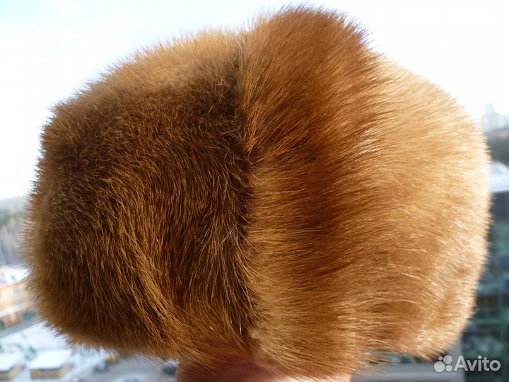 Шапка женская, норка,56 размер,светло-коричневая