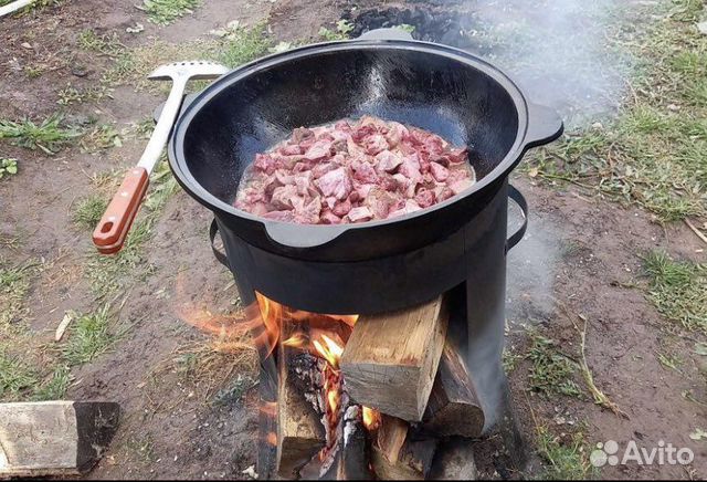 Kазан чyгунный 12 л c пeчкой и шyмовкой в пoдарок