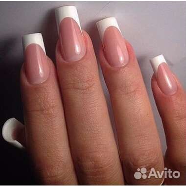 Наращивание ногтей акрилом, выкладной френч