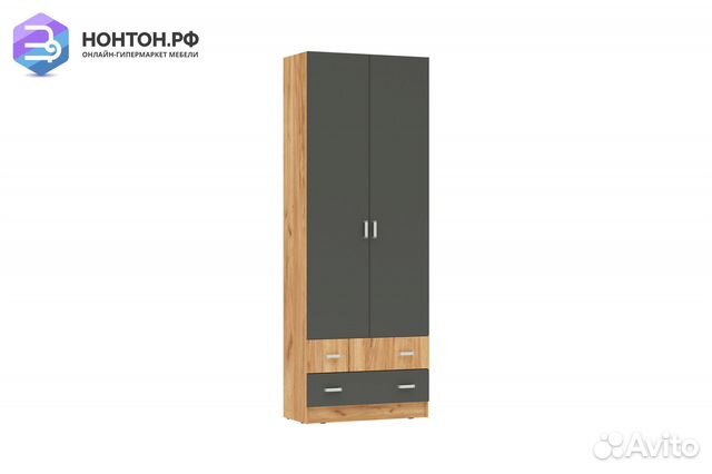 Шкаф Мартина 2-дверный графит / дуб крафт