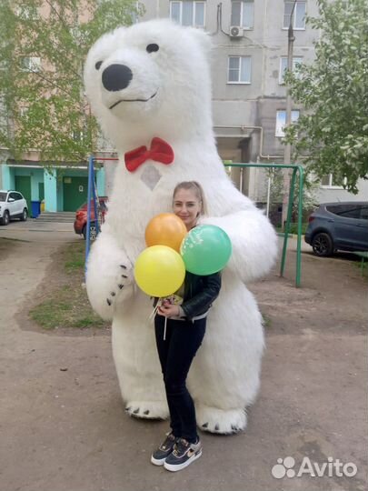 Белый мишка поздравление шары В подарок