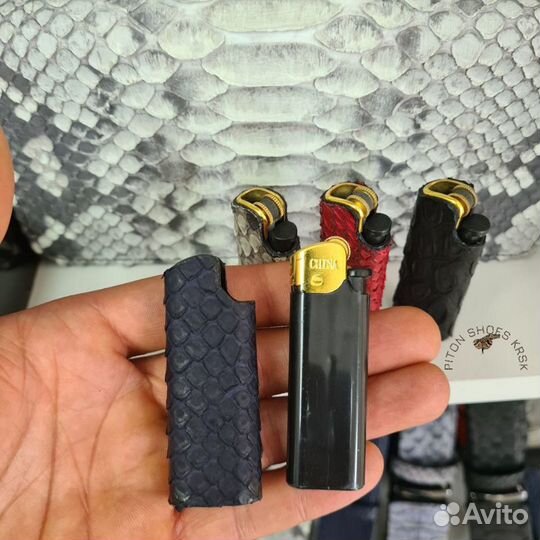 Чехол для зажигалки из натуральной кожи питона