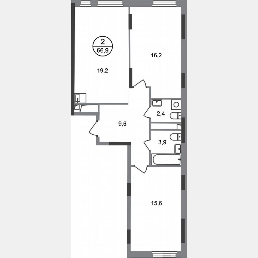 2-к. квартира, 66,9 м², 10/17 эт.