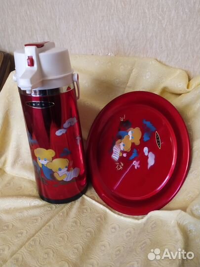 Термос китайский с помпой, времен СССР