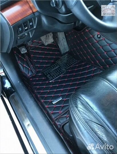 5D коврики экокожа Toyota Camry XV70 черные кр.шов