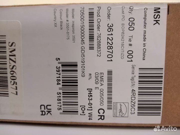 Новый ноутбук Dell inspirion 3501