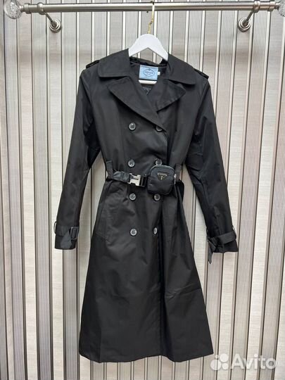 Тренч черный женский prada premium